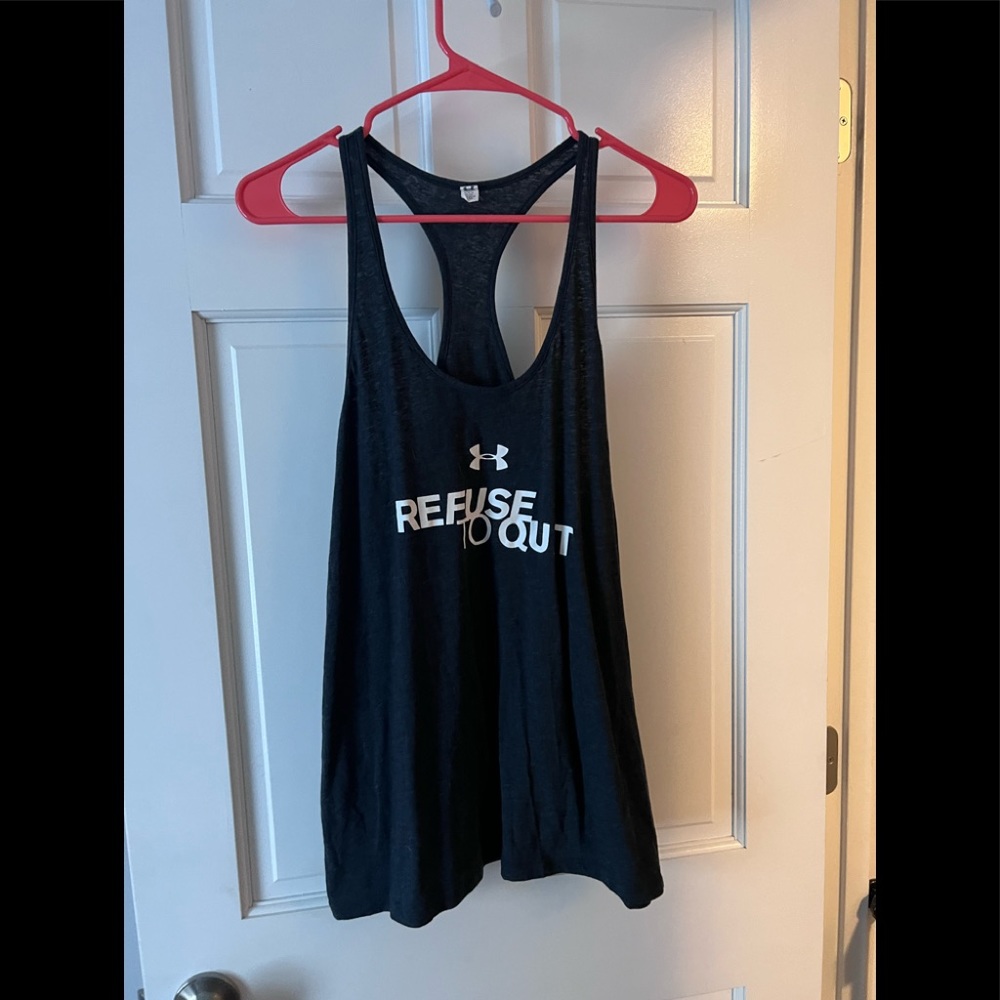 Black under armor tank top refuse to quit XL loose fit heat gear
